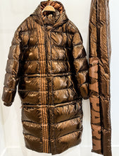 Load image into Gallery viewer, Metallic Long Puffer Coat (like new, worn once)