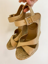 Load image into Gallery viewer, Leather Espadrille Wedge Sandals
