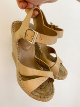 Load image into Gallery viewer, Leather Espadrille Wedge Sandals
