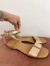 Load image into Gallery viewer, Metallic Leather Ankle Strap Sandals
