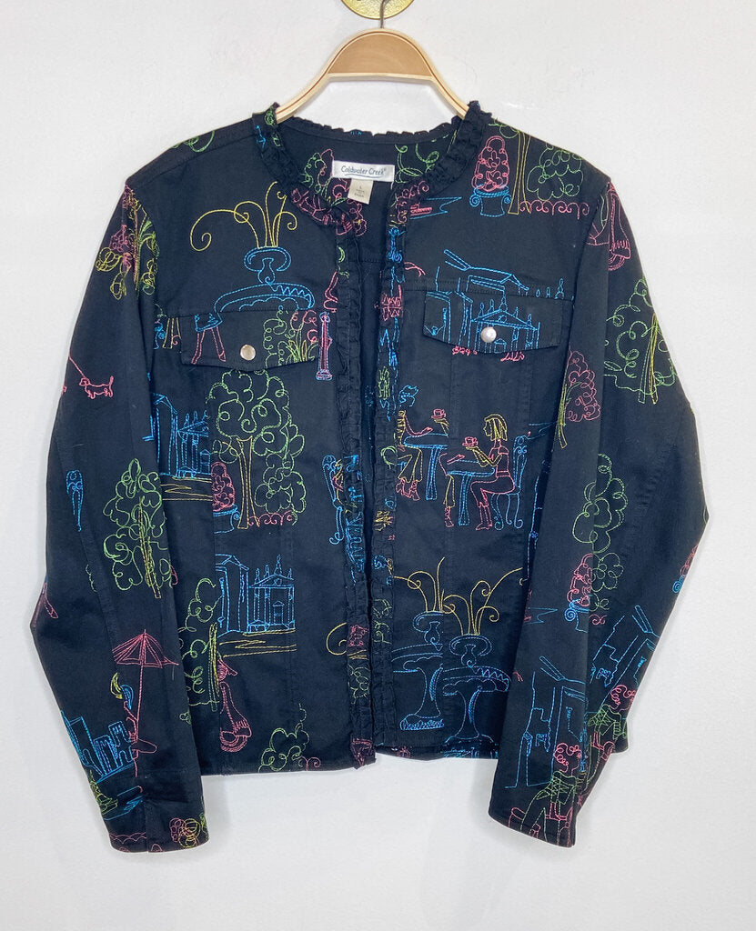 Cafe/City Embroidered Cotton Jacket