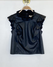 Load image into Gallery viewer, Vegan Leather Ruffle Top (orig. ~$350)
