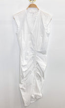 Load image into Gallery viewer, Cotton Poplin Sleeveless Button Up Ruched Midi Dress
