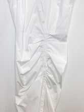Load image into Gallery viewer, Cotton Poplin Sleeveless Button Up Ruched Midi Dress
