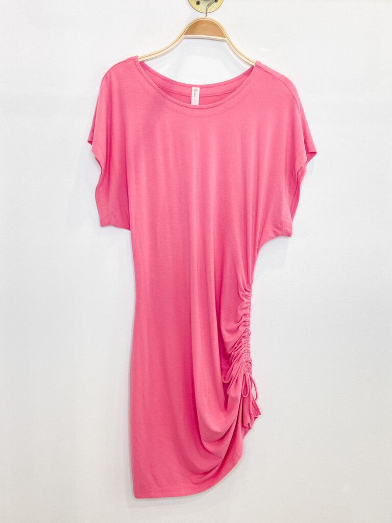 Short Sleeve Ruched Coverup Dress (NWT, orig. $98)