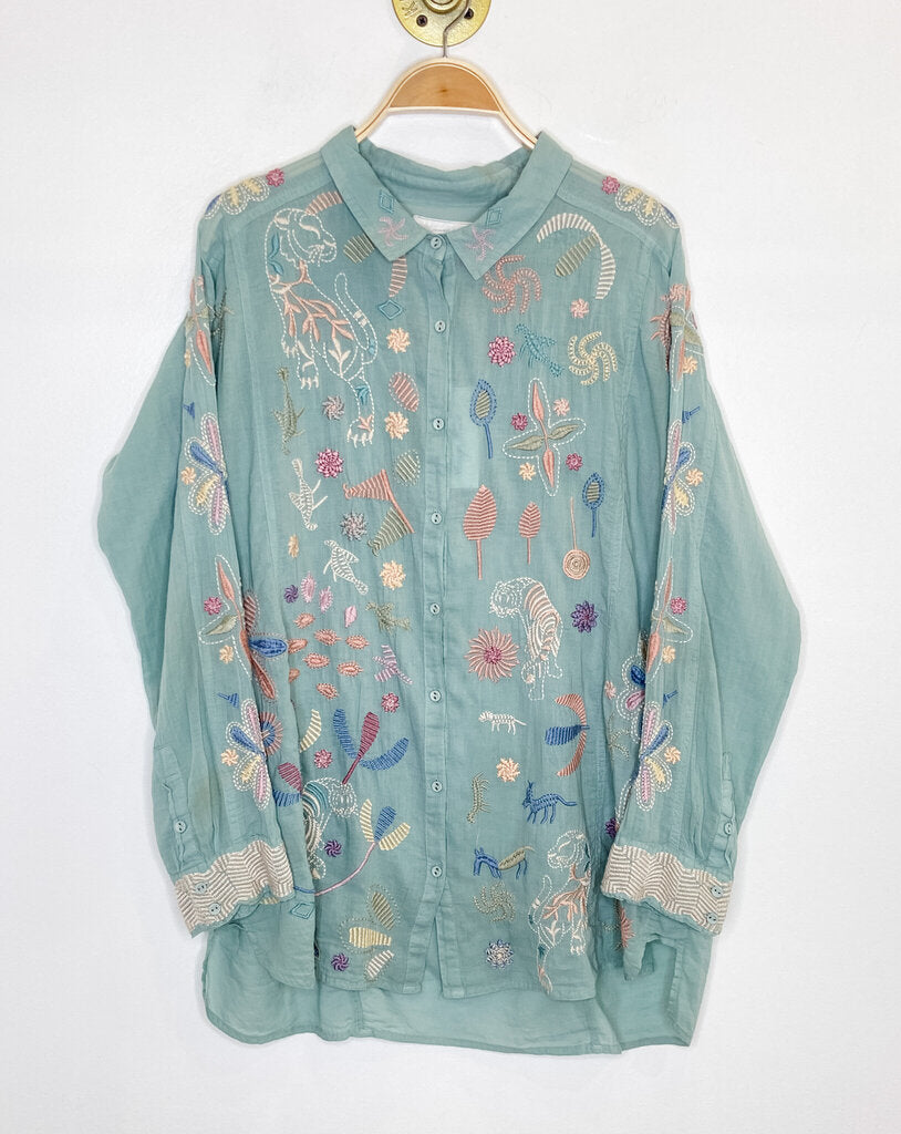 Embroidered Long Sleeve Button Up Shirt