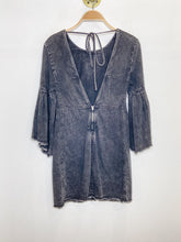 Load image into Gallery viewer, Bell Sleeve Denim Mini Dress with Open Back
