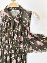 Load image into Gallery viewer, Silk Floral High-Low Cold Shoulder Midi Dress
