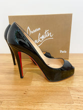 Load image into Gallery viewer, Very Prive 120 Patent Leather Peep Toe Stilettos (with box, orig. $745)
