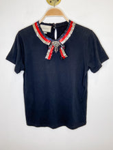 Load image into Gallery viewer, Cotton Short Sleeve Knit with Sequin Neckline and Removable Sequin Brooch (NWT)
