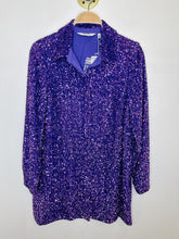 Load image into Gallery viewer, Sequin Long Sleeve Button Front Shirt Dress (NWT, orig. ~$200))
