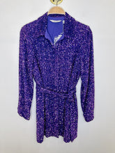 Load image into Gallery viewer, Sequin Long Sleeve Button Front Shirt Dress (NWT, orig. ~$200))
