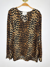 Load image into Gallery viewer, Leopard Print Long Sleeve V Neck Blouse
