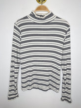 Load image into Gallery viewer, Striped Turtleneck with Ruffled Trim
