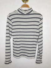 Load image into Gallery viewer, Striped Turtleneck with Ruffled Trim
