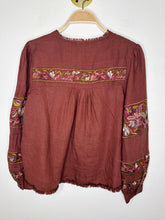 Load image into Gallery viewer, Linen Long Sleeve Peasant Blouse with Embroidered Birds (NWT)
