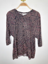 Load image into Gallery viewer, Square Print Half Button Dolman Sleeve Blouse
