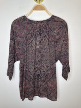 Load image into Gallery viewer, Square Print Half Button Dolman Sleeve Blouse
