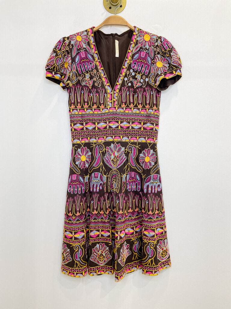 Silk Embroidered Short Sleeve Dress (orig. ~$1,200)