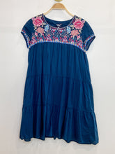 Load image into Gallery viewer, Embroidered Cotton Short Sleeve Tiered Dress
