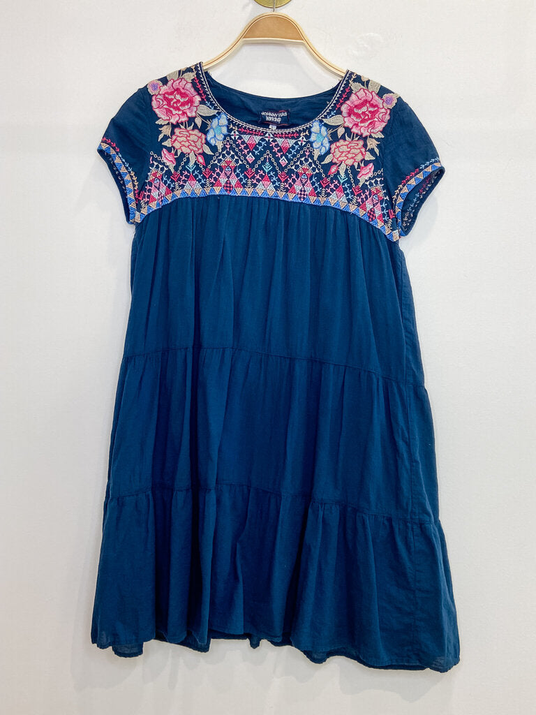 Embroidered Cotton Short Sleeve Tiered Dress