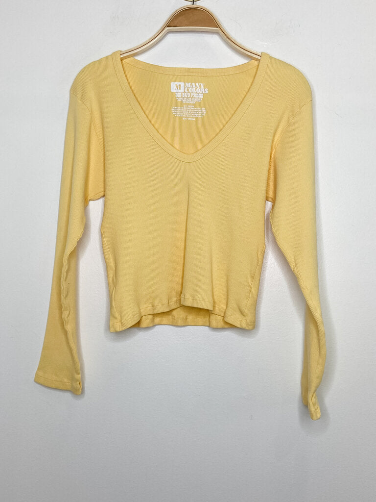 Ribbed Long Sleeve V-Neck Tee (NWOT, orig. $62)