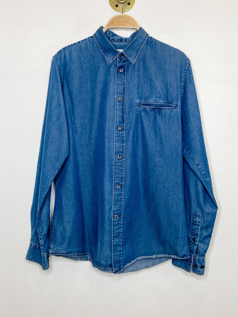 Chambray Slim Cut Long Sleeve Button Up Shirt (orig. ~$1000)