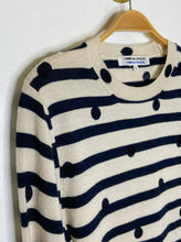 Load image into Gallery viewer, Cashmere Striped + Dot Crewneck Sweater
