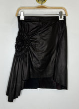 Load image into Gallery viewer, Leather Asymmetrical Mini Skirt with Side Embellishment
