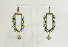 Load image into Gallery viewer, Evil Eye Fringe Loop Beaded Earrings
