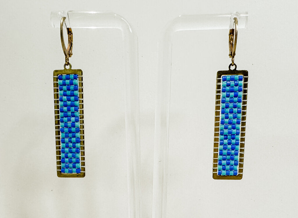 Checkerboard Brass Earrings