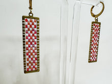 Load image into Gallery viewer, Checkerboard Brass Earrings
