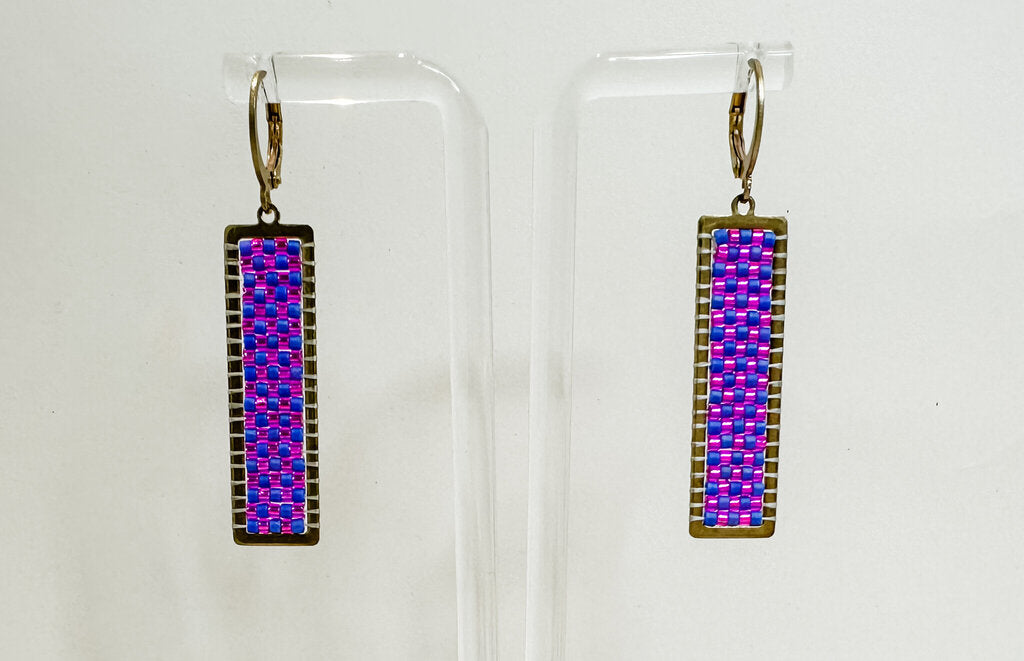 Checkerboard Brass Earrings