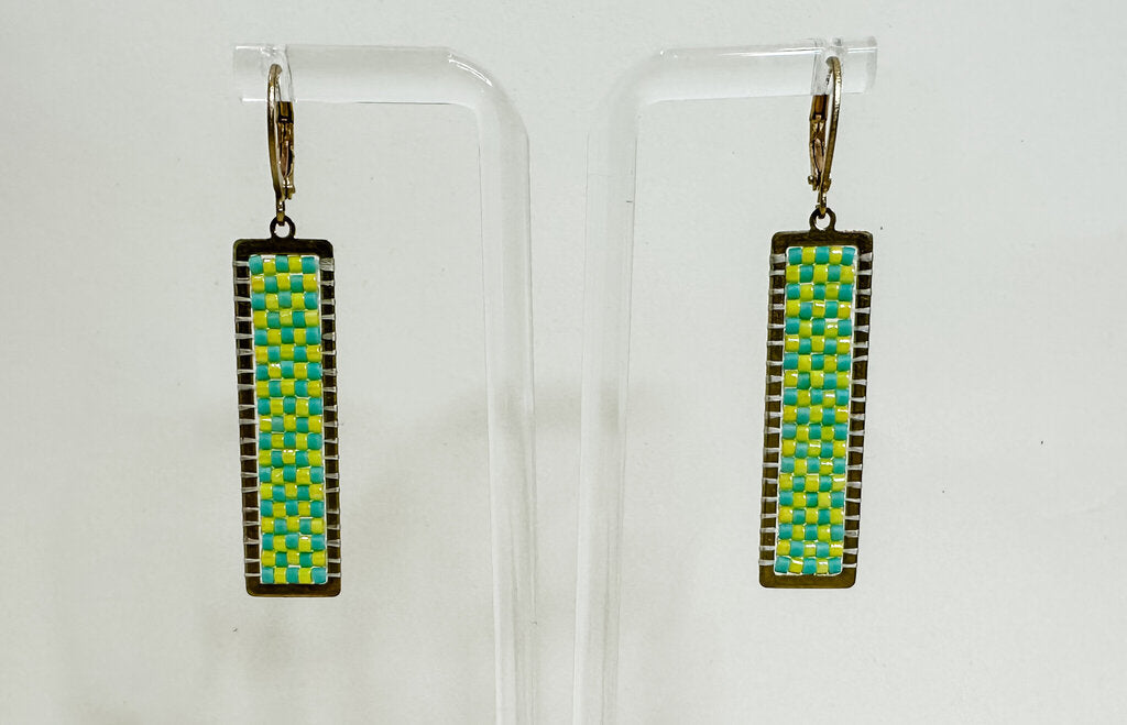 Checkerboard Brass Earrings