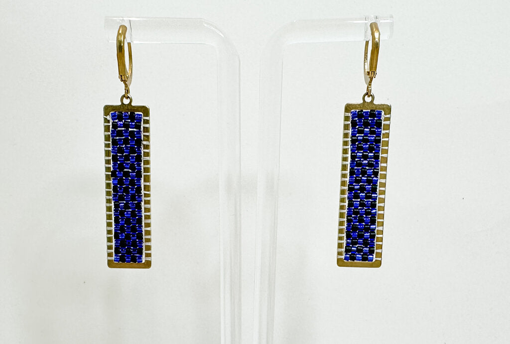 Checkerboard Brass Earrings