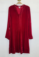 Load image into Gallery viewer, Velvet Long Sleeve Dress with Pin Tuck Pleats
