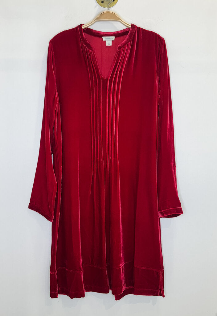 Velvet Long Sleeve Dress with Pin Tuck Pleats