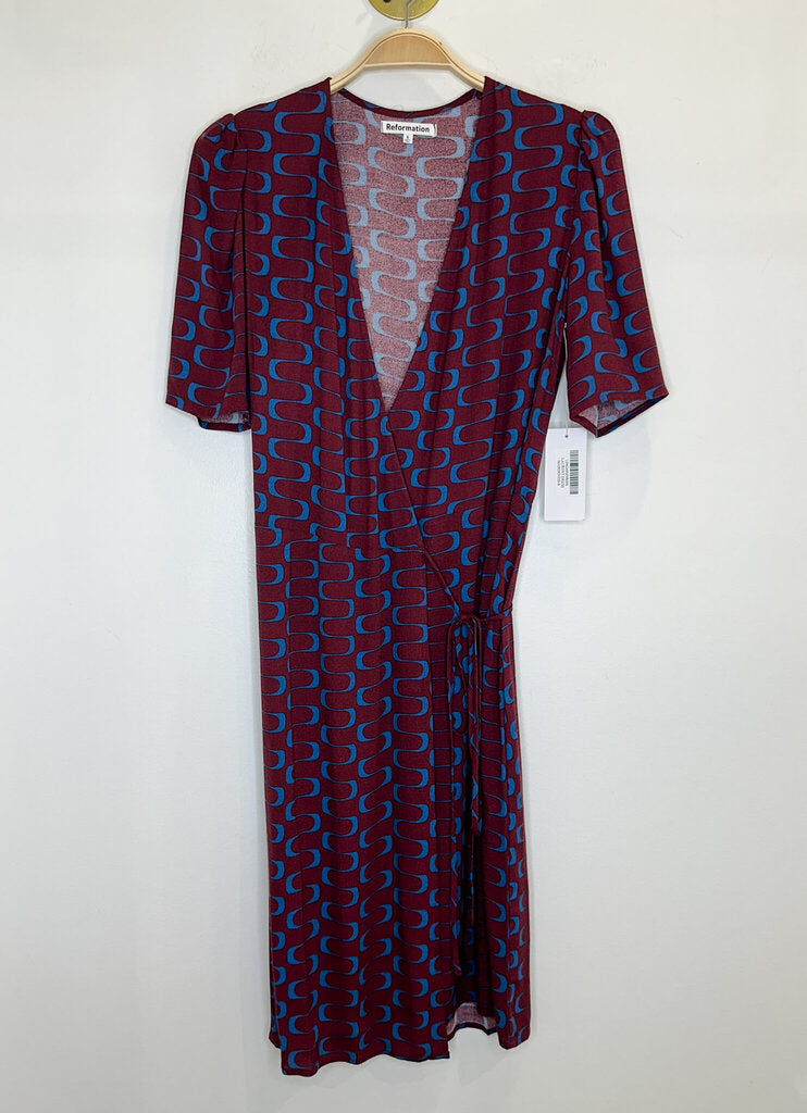 Laurent Wavy Print Short Sleeve Wrap Dress (NWT, orig. $198)