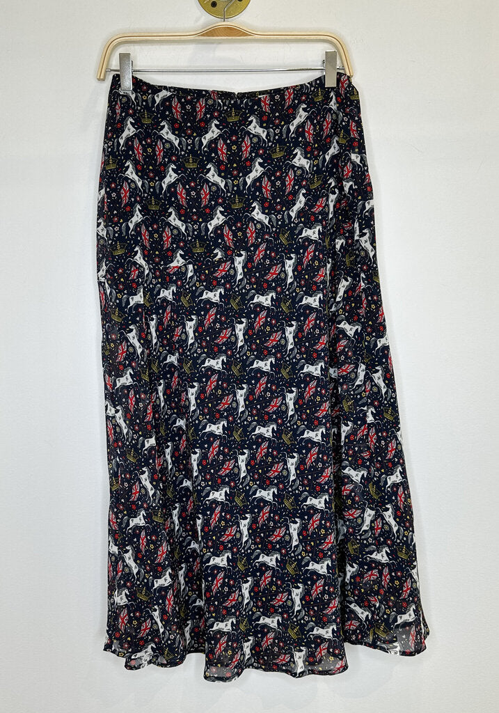 British Print A-Line Skirt