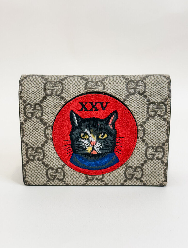 GG Supreme Embroidered Mystic Cat XXV Bifold Wallet