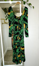 Load image into Gallery viewer, Banana Print Long Sleeve Ruched Midi Dress (NWT, orig. $445)
