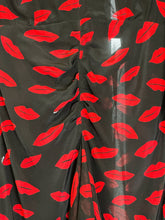 Load image into Gallery viewer, Lip Print Long Sleeve Ruffle Front Midi Dress with Open Back (orig. ~$450)
