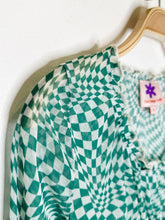 Load image into Gallery viewer, Checkered Mesh Cropped Long Sleeve Blouse
