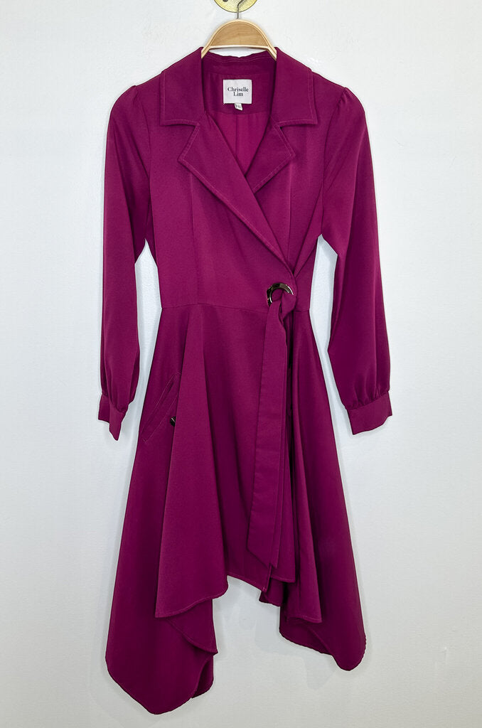 Long Sleeve Trench-Style Wrap Dress