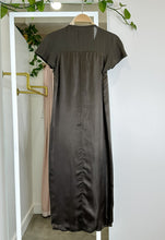 Load image into Gallery viewer, Silk Charmeuse Short Sleeve Knee Length Dress with Front Pleats (orig. ~$1,000)
