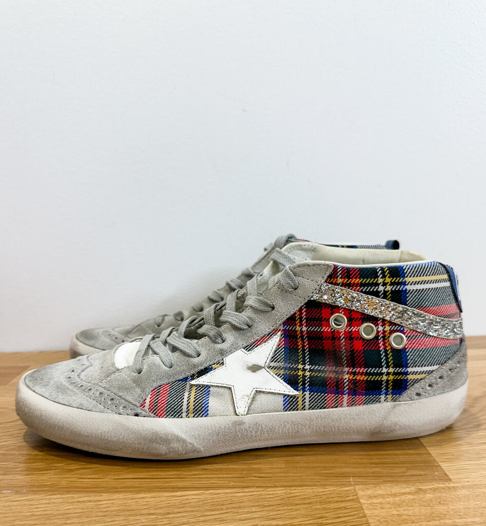 Plaid Midstar Leather + Suede Sneaker