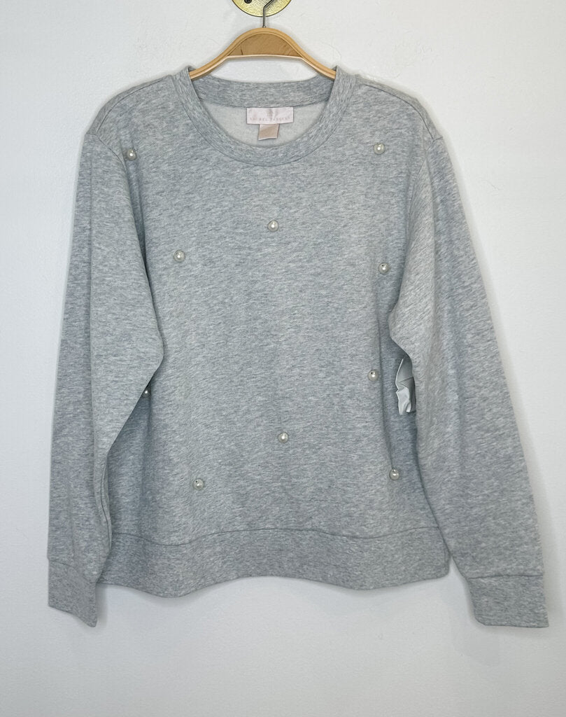 Crew Neck Pullover with Pearl Embellishments