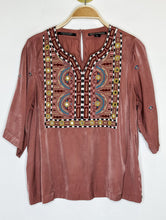 Load image into Gallery viewer, Nomadic Dreamers Embroidered + Mirrored Half Sleeve Blouse
