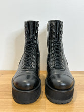 Load image into Gallery viewer, Embossed Leather Platform Combat Boots
