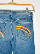 Load image into Gallery viewer, Mid Rise Slim Straight with Rainbow Back Pockets
